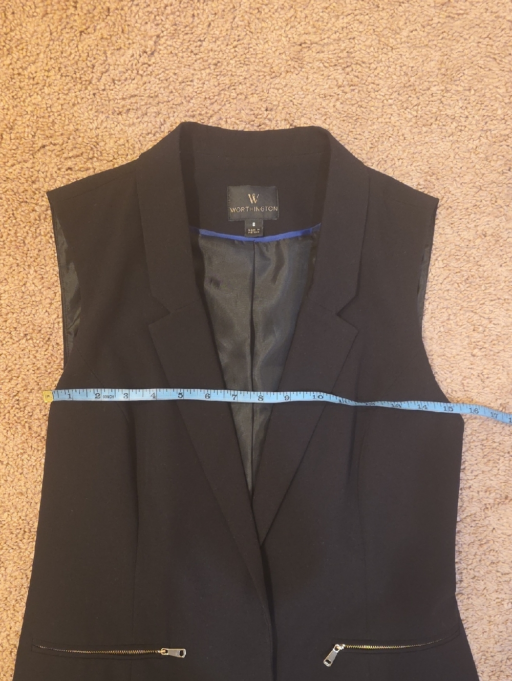 Worthington Black Sleeveless Tailored Vest with Zip Pockets - Picture 11 of 13